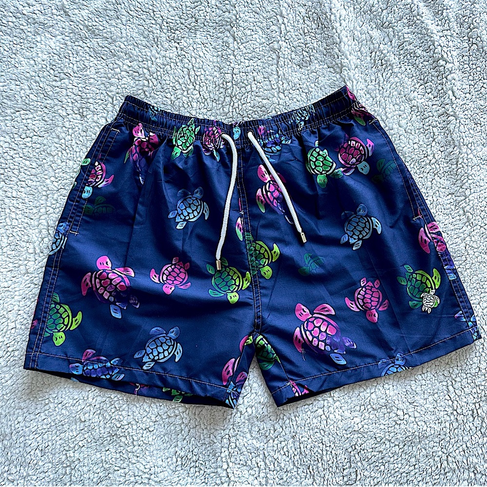 NWT VILBREQUIN MEN ULTRA-LIGHT AND PACKABLE SWIM SHORTS -TORTUES MULTICOLORES